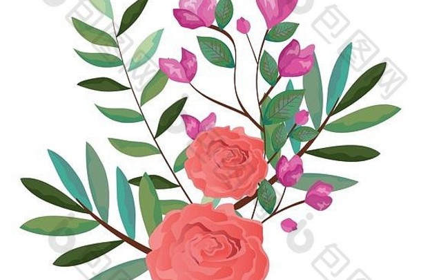 美丽的玫瑰丛装饰图标