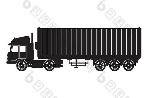 轮廓卡车预告片容器交付货物运输