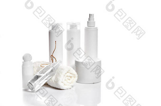 集化妆品产品白色容器光背景