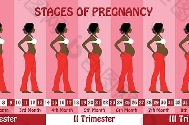 阶段怀孕怀孕了长发绺头发黑色的女人穿好宽松的裤子对象身体阶段层
