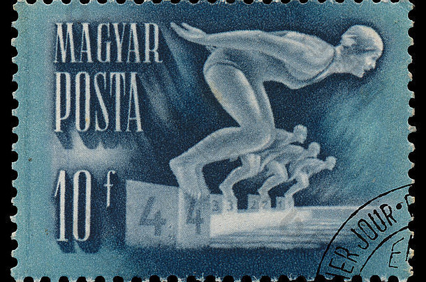 匈牙利约邮票印刷匈牙利显示游泳约