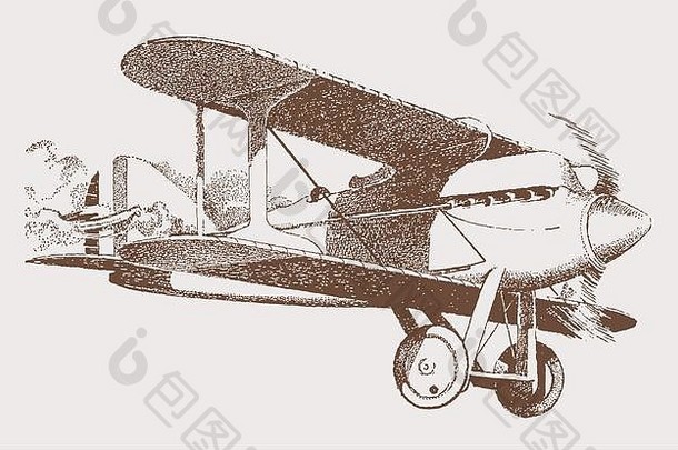 历史赛车双翼飞机空气插图光刻技术早期世纪