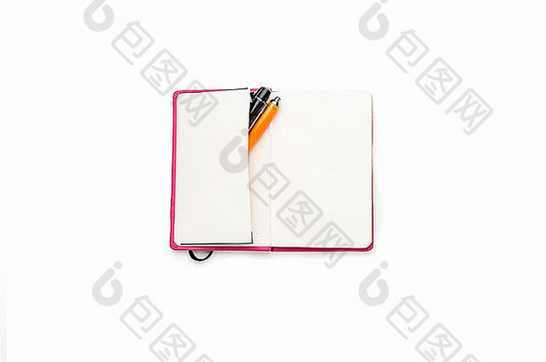 空白开放日记笔一边口袋里孤立的白色