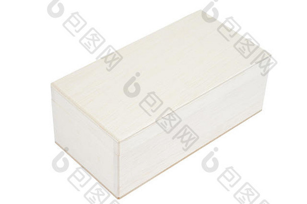 上视图白色木竹子盒子现在孤立的白色