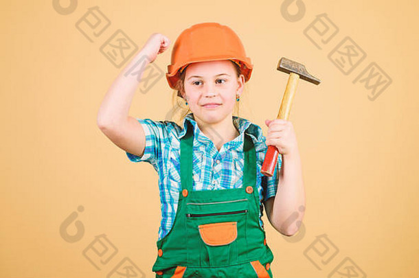 工具改善孩子护理发展构建器工程师架构师未来职业孩子构建器女孩构建未来倡议孩子女孩硬他头盔构建器工人
