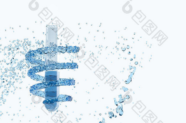 化学测试管溅液体呈现电脑数字图像