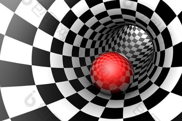 预先决定红色的球国际象棋隧道概念图像空间时间插图高分辨率大小