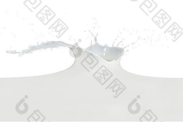 溅牛奶孤立的白色背景