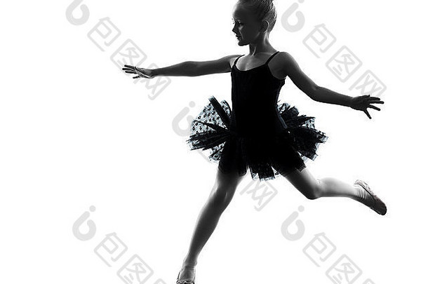 女孩芭蕾舞女演员芭蕾舞舞者跳舞轮廓白色背景
