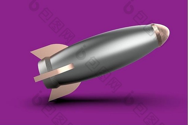 火箭空间船呈现孤立的紫色的