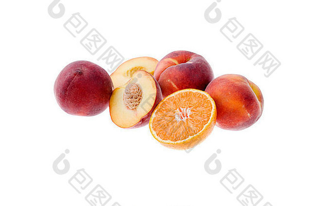 桃子橙色孤立的白色背景