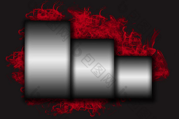 不锈钢钢垂直标签阴影毕业最大最小的红色的烟黑色的背景