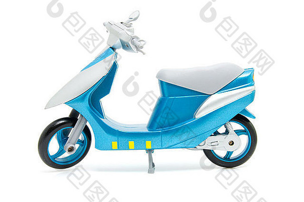 蓝色的踏板车摩托车孤立的白色背景