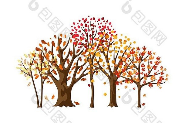 秋天背景程式化的树