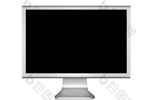 银电脑监控通用的现代设计黑色的屏幕孤立的白色背景剪裁路径