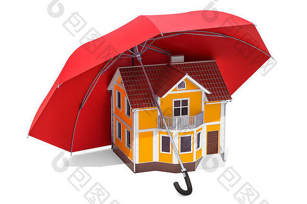 首页安全保护概念房子伞呈现