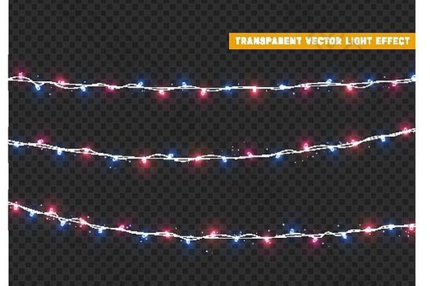 圣诞节灯孤立的现实的设计元素圣诞节发光的灯花环圣诞节装饰
