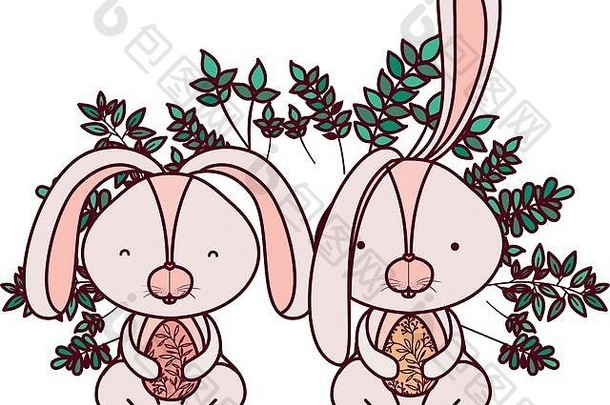 复活节小兔子花孤立的图标