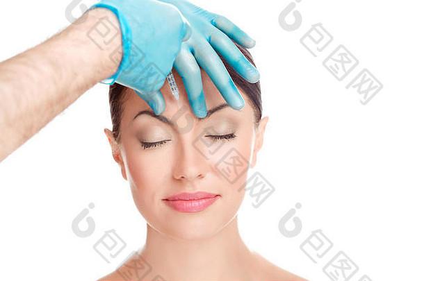 女人注射填料肉毒杆菌毒素注射透明质酸酸拍摄