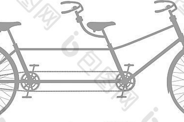 复古的串联自行车灰色的设计