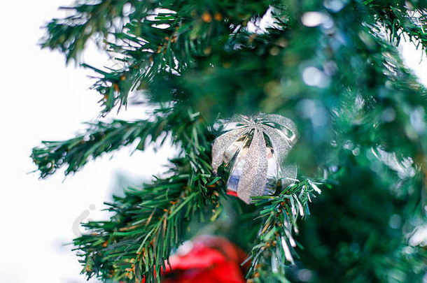 圣诞节一年假期背景圣诞节球银金圣诞节球圣诞节树