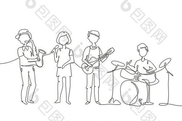 学校音乐乐队行设计风格插图