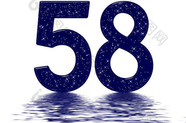 数字五十明星天空纹理模仿反映了水表面孤立的白色渲染