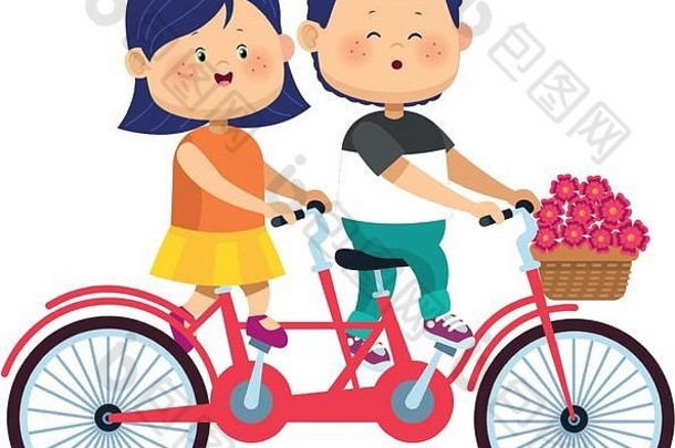 快乐夫妇骑双自行车