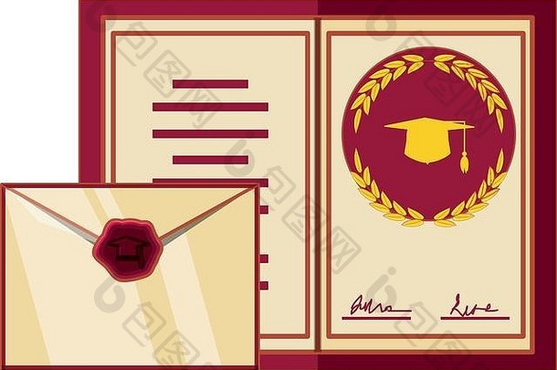 邀请卡毕业证书向量插图设计