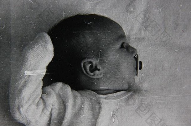 细古董黑色的白色极端的摄影美丽的新生儿婴儿世界