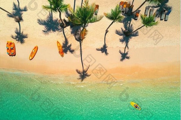 空中视图热带海滩saona岛多米尼加共和国