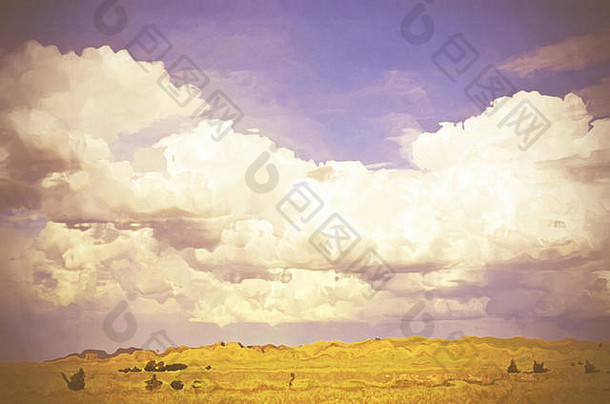 超现实主义的农村Cloudscape数字照片插图画效果