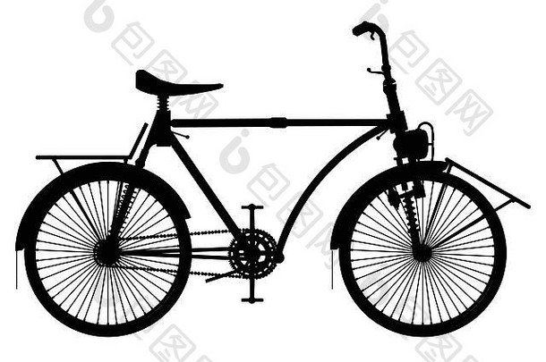 向量插图古董自行车详细的孤立的