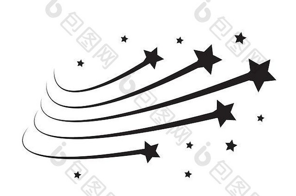 明星小道彗星跟踪行白色背景向量插图每股收益