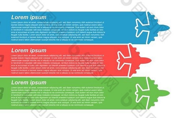 飞机飞行信息图表图标平风格飞机旅行横幅向量插图白色孤立的背景航空公司业务概念