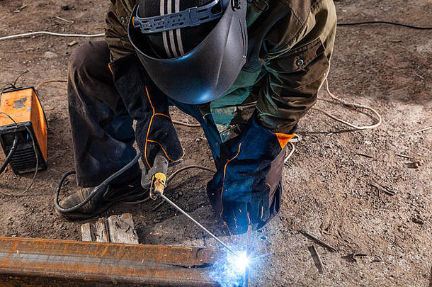 关闭焊机焊接金属管建设网站构建器棕色（的）统一的焊接面具焊工皮革焊接金属弧焊接