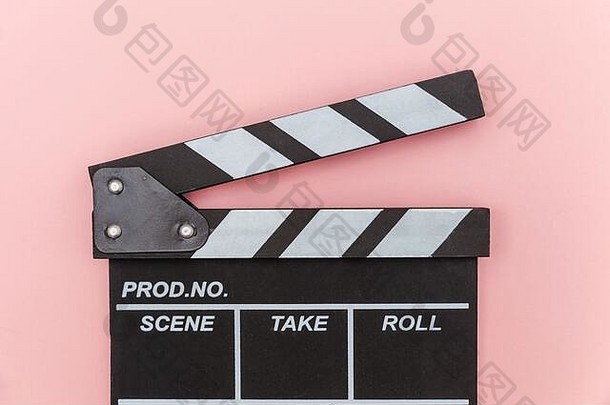 导演职业经典导演空电影使场记板电影板岩孤立的粉红色的背景视频生产电影电影行业概念平躺前视图复制空间模拟