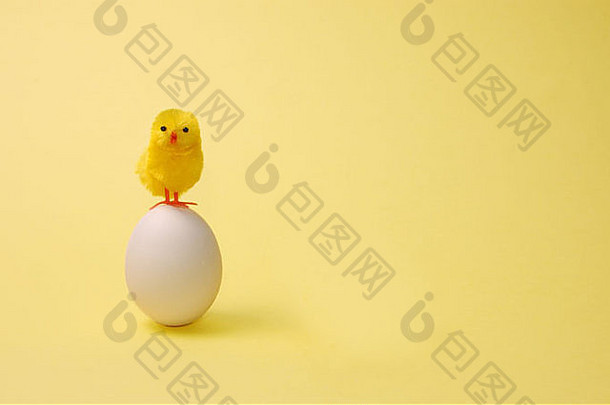 图像玩具小鸡蛋黄色的背景