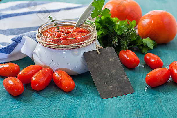 番茄酱汁玻璃瓶标签