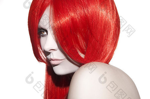 美丽的女人红色的头发
