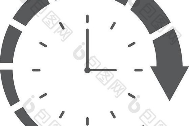 时钟圆形箭头向量图标孤立的白色背景