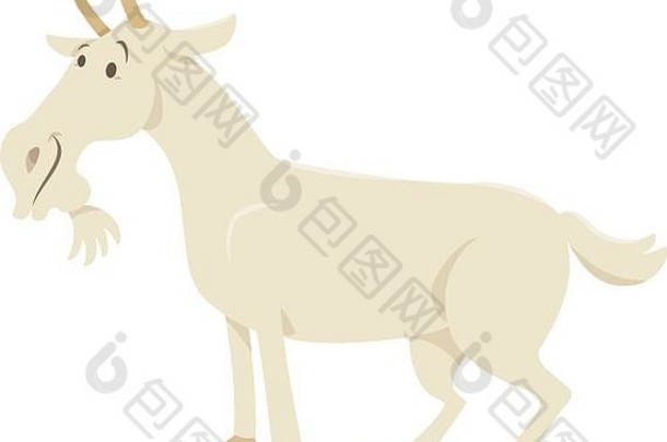 卡通插图有趣的山羊农场动物字符