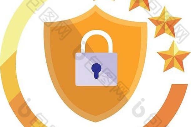 盾保护安全数字版权知识向量插图