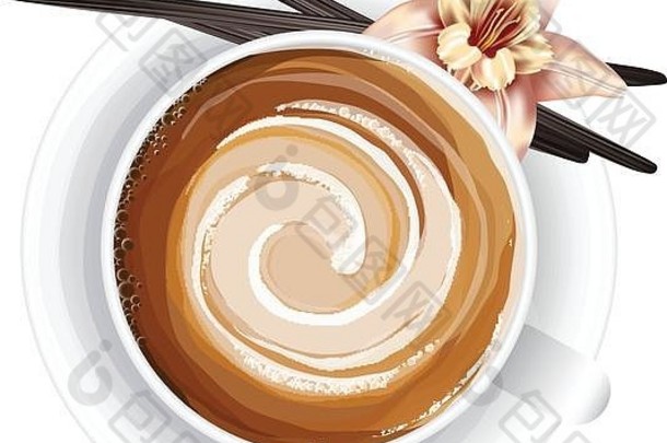 现实的向量插图咖啡杯白色