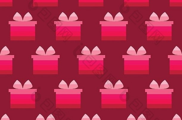 礼物盒子无缝的模式阴影红色的向量插图