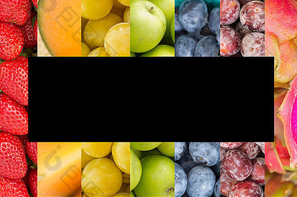 生产拼贴画受欢迎的水果蔬菜模式彩虹