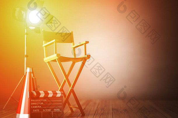 视频电影电影概念场记板导演椅子电影行业插图