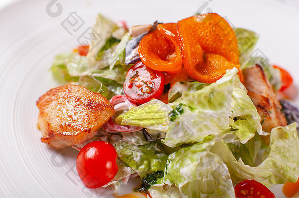 碗沙拉鸭橙色蔬菜亚洲食物沙拉白色菜表格餐厅<strong>菜单</strong>