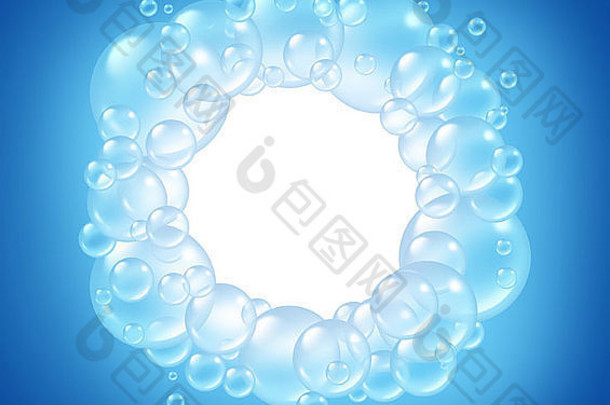 泡沫空白圆清洁水透明的肥皂南部泡沫作文肥皂肥皂水圆形大小空气浮动清洁蓝色的符号洗新鲜