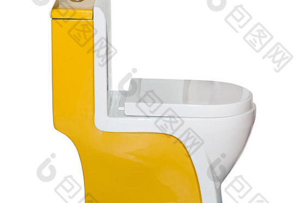 黄色的厕所。。。碗孤立的